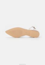 Z62T2174 Women Anna Field Leather Ankle Strap Ballet Pumps White - Image 5