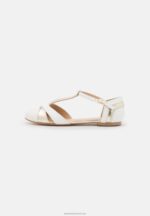 Z62T2175 Women Anna Field Leather Ankle Strap Ballet Pumps White - Image 2