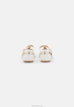 Z62T2175 Women Anna Field Leather Ankle Strap Ballet Pumps White - Image 4
