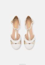 Z62T2175 Women Anna Field Leather Ankle Strap Ballet Pumps White - Image 6
