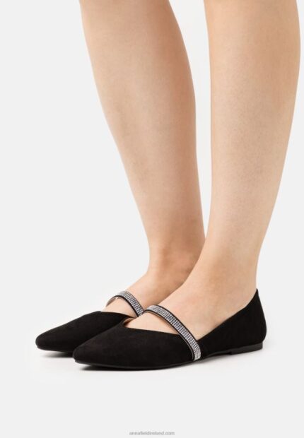 Z62T2176 Women Anna Field Ankle Strap Ballet Pumps Black