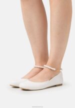 Z62T2178 Women Anna Field Ankle Strap Ballet Pumps White
