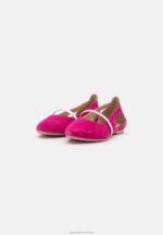 Z62T2179 Women Anna Field Leather Ankle Strap Ballet Pumps Pink - Image 3
