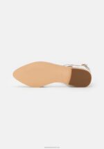 Z62T2180 Women Anna Field Leather Ankle Strap Ballet Pumps White - Image 5