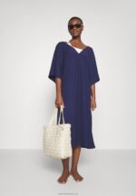Z62T220 Women Anna Field V Front Beach Dress Maxi Dress Blue - Image 2
