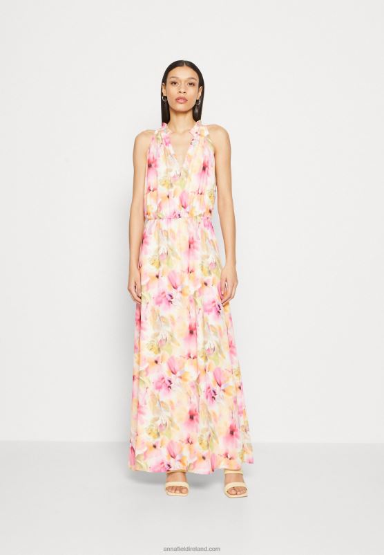 z62t223_women_anna_field_maxi_dress_white_pink.jpg Z62T223 Women Anna Field Maxi Dress White/Pink - Image 1