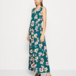 Z62T224 Women Anna Field Maxi Dress Dark Green/Pink