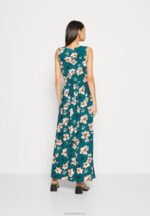 Z62T224 Women Anna Field Maxi Dress Dark Green/Pink - Image 3