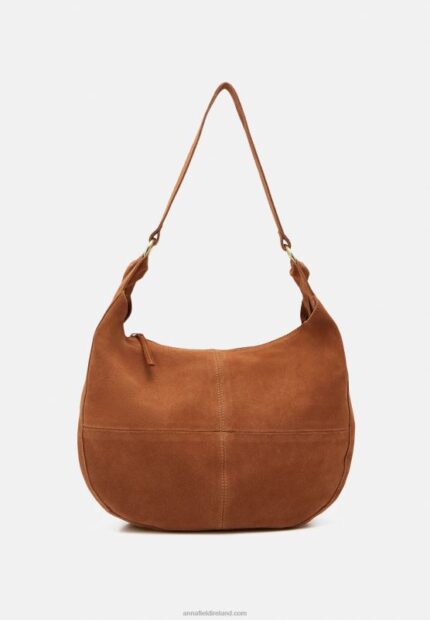 Z62T2358 Women Anna Field Leather Handbag Cognac