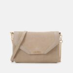 Z62T2415 Women Anna Field Leather Clutch Taupe