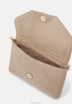 Z62T2415 Women Anna Field Leather Clutch Taupe - Image 3