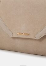 Z62T2415 Women Anna Field Leather Clutch Taupe - Image 6