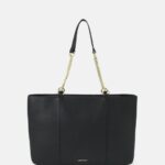 Z62T2494 Women Anna Field Leather Tote Bag Black