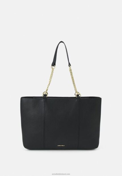 Z62T2494 Women Anna Field Leather Tote Bag Black