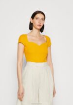 Z62T250 Women Anna Field Print T-Shirt Dark Yellow