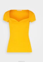 Z62T250 Women Anna Field Print T-Shirt Dark Yellow - Image 5