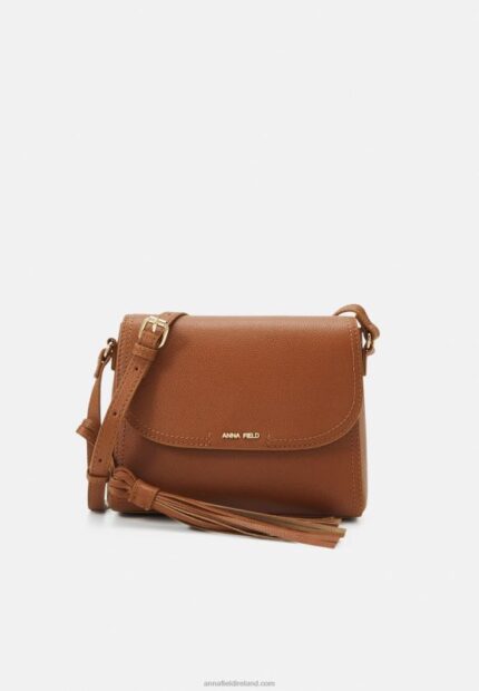 Z62T2529 Women Anna Field Leather Across Body Bag Cognac