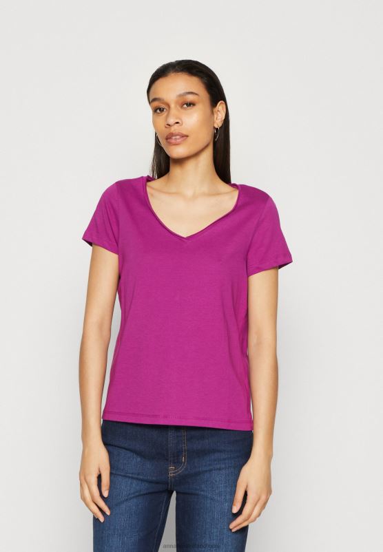 Z62T255 Women Anna Field 3 Pack Basic T-Shirt Dark Yellow/Purple/White - Image 4