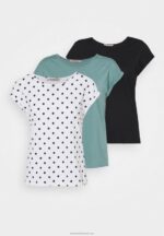Z62T263 Women Anna Field 3 Pack Print T-Shirt Light Blue/White/Black - Image 11