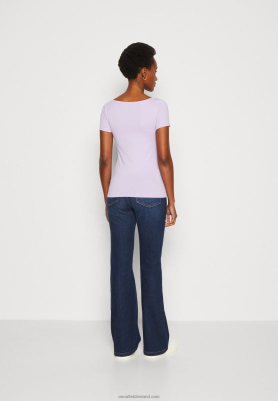 Z62T264 Women Anna Field 3 Pack Basic T-Shirt Purple/White/Mottled Light Grey - Image 3