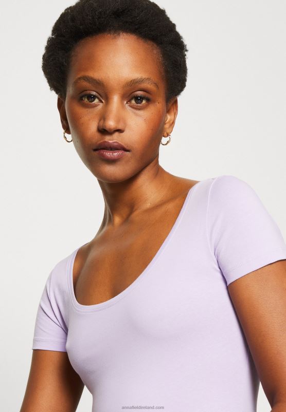 Z62T264 Women Anna Field 3 Pack Basic T-Shirt Purple/White/Mottled Light Grey - Image 6