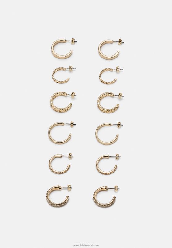 z62t2661_women_anna_field_6_pack_earrings_gold_coloured.jpg Z62T2661 Women Anna Field 6 Pack Earrings Gold-Coloured - Image 1