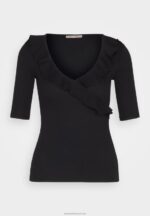 Z62T268 Women Anna Field Print T-Shirt Black - Image 5