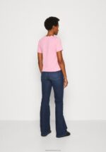 Z62T269 Women Anna Field Print T-Shirt Pink - Image 3