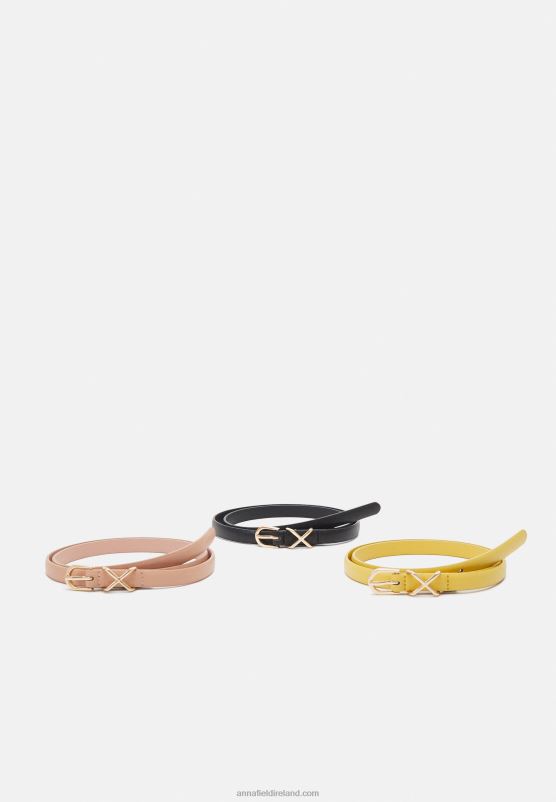 Z62T2750 Women Anna Field 3 Pack Belt Black/Rose Gold-Coloured /Mustard Yellow - Image 1