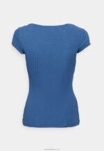Z62T275 Women Anna Field Print T-Shirt Dark Blue - Image 2