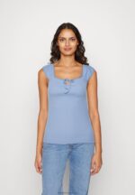 Z62T278 Women Anna Field Print T-Shirt Light Blue