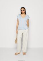 Z62T282 Women Anna Field Basic T-Shirt Light Blue - Image 2