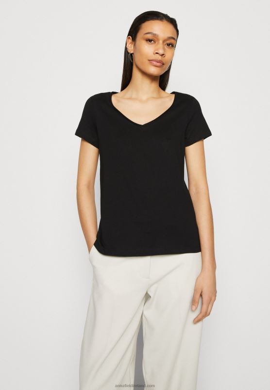 Z62T284 Women Anna Field 3 Pack Basic T-Shirt Black/White/Mottled Light Grey - Image 6