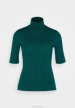 Z62T286 Women Anna Field Print T-Shirt Dark Green - Image 5