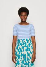 Z62T292 Women Anna Field Print T-Shirt Light Blue/White - Image 4