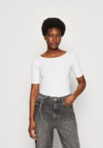 Z62T295 Women Anna Field Print T-Shirt Dark Yellow/White - Image 4