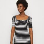 Z62T298 Women Anna Field Print T-Shirt Black/White