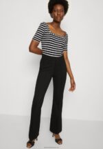 Z62T298 Women Anna Field Print T-Shirt Black/White - Image 4
