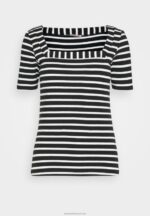 Z62T298 Women Anna Field Print T-Shirt Black/White - Image 5