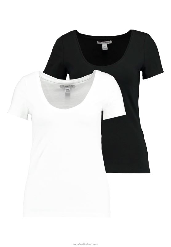 Z62T300 Women Anna Field 2 Pack Basic T-Shirt White/Black - Image 4