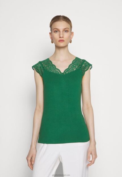 Z62T302 Women Anna Field Print T-Shirt Dark Green