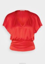 Z62T303 Women Anna Field Print T-Shirt Red - Image 5