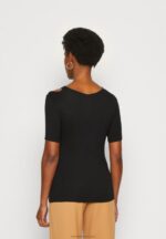 Z62T307 Women Anna Field Print T-Shirt Black - Image 3