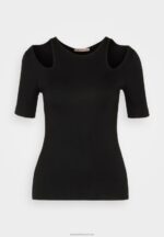 Z62T307 Women Anna Field Print T-Shirt Black - Image 5