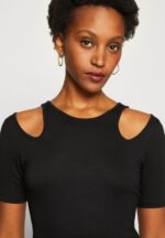 Z62T307 Women Anna Field Print T-Shirt Black - Image 6