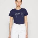 Z62T313 Women Anna Field Print T-Shirt Dark Blue