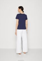 Z62T313 Women Anna Field Print T-Shirt Dark Blue - Image 3