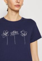 Z62T313 Women Anna Field Print T-Shirt Dark Blue - Image 6