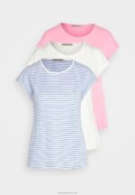 Z62T317 Women Anna Field 3 Pack Print T-Shirt White/Pink/Off-White - Image 7