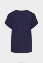 Z62T319 Women Anna Field Print T-Shirt Blue - Image 2